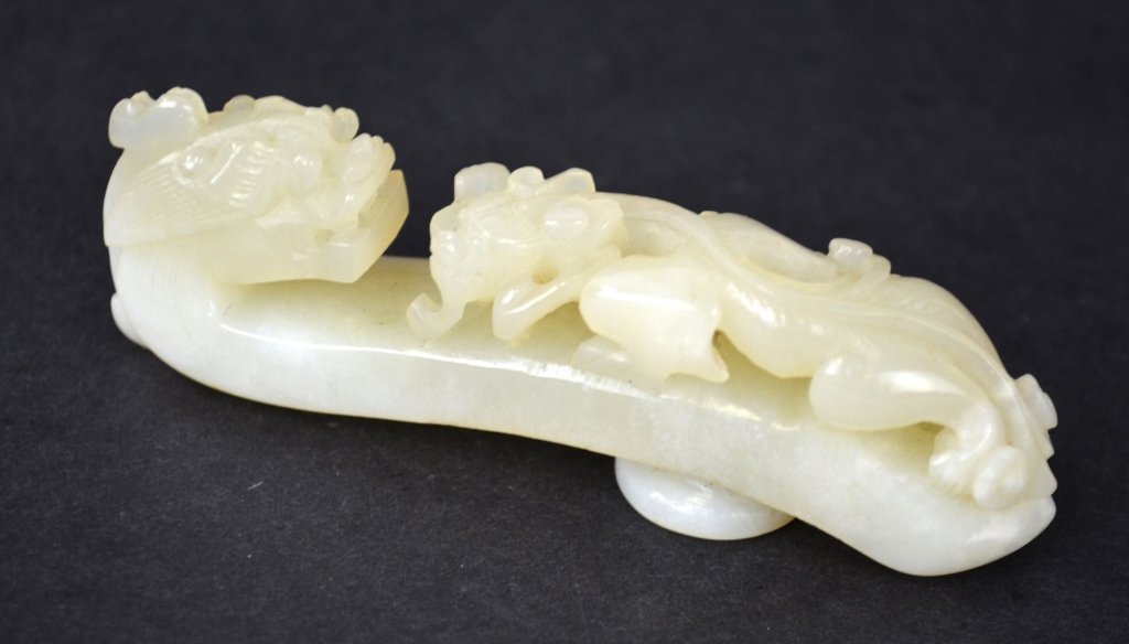 Chinese Carved White Jade Buckle (1 of 9)