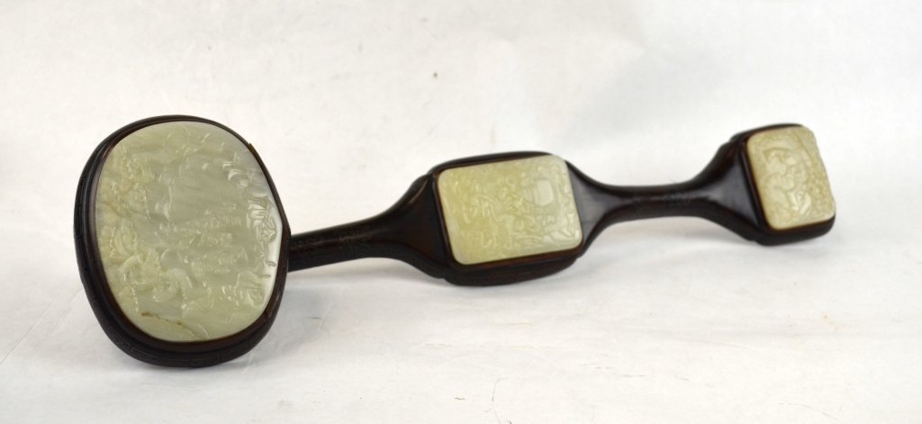 Chinese Rose Wood Ruyi Scepter w. Jade Insert (1 of 9)