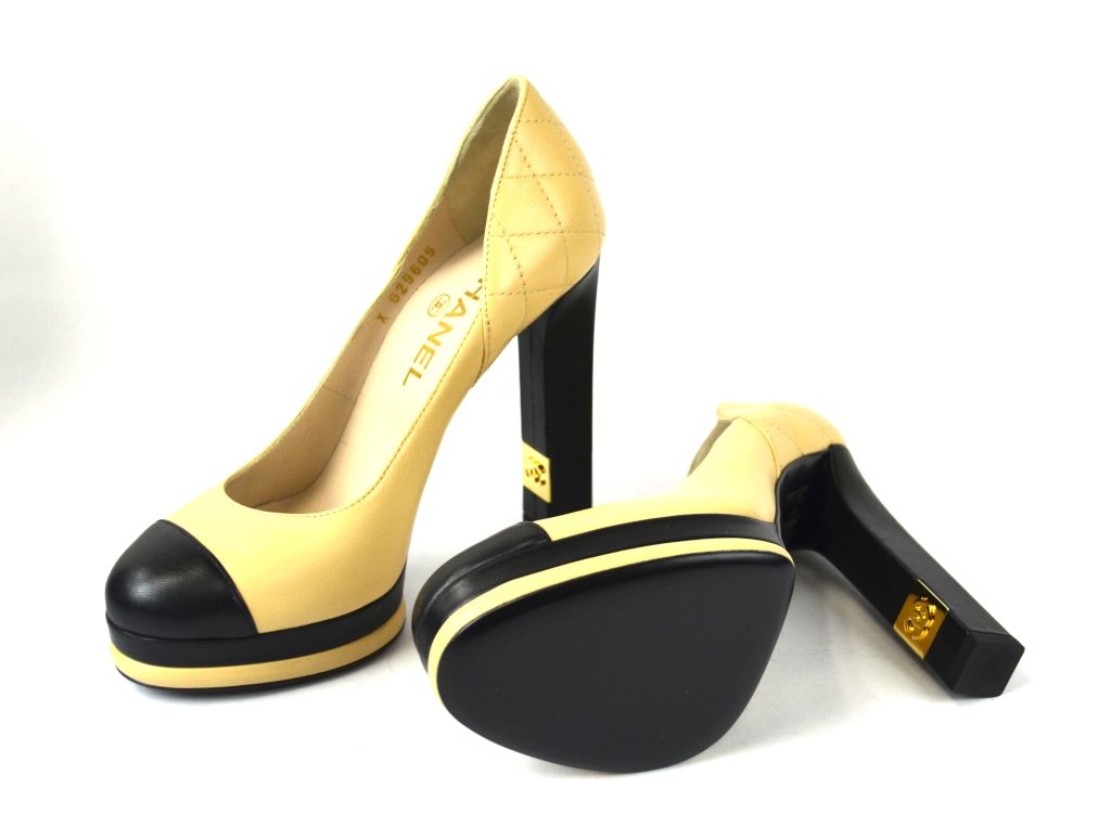 Pair of Chanel Lady Leather High-Heeled Shoe (1 of 7)