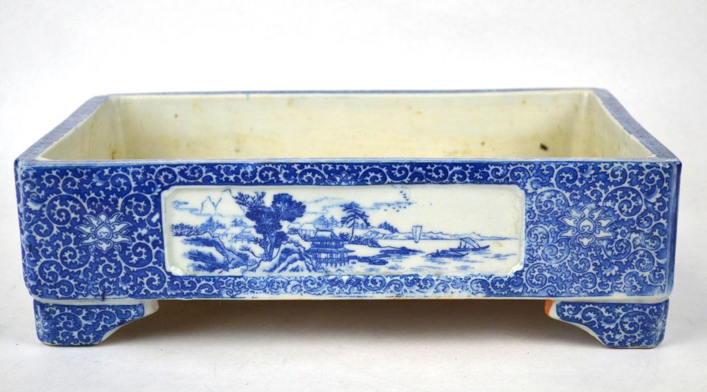 Chinese Blue & White Porcelain Footed Planter (1 of 10)