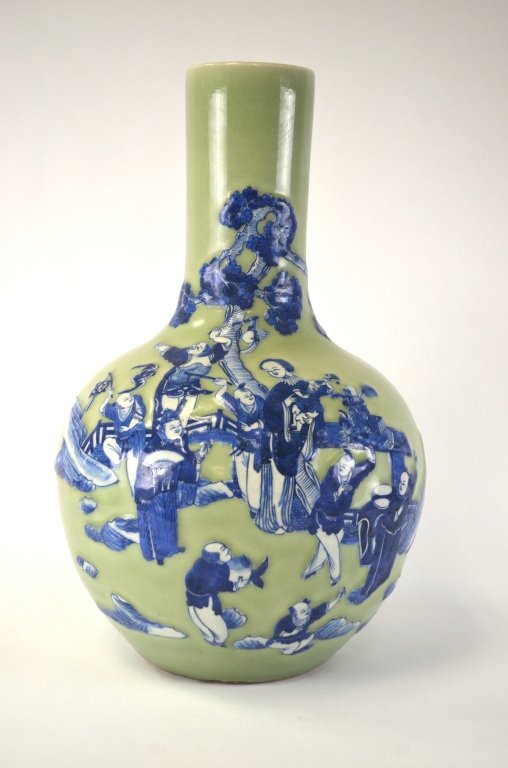 Chinese Celadon & Blue Bottle Vase (1 of 9)