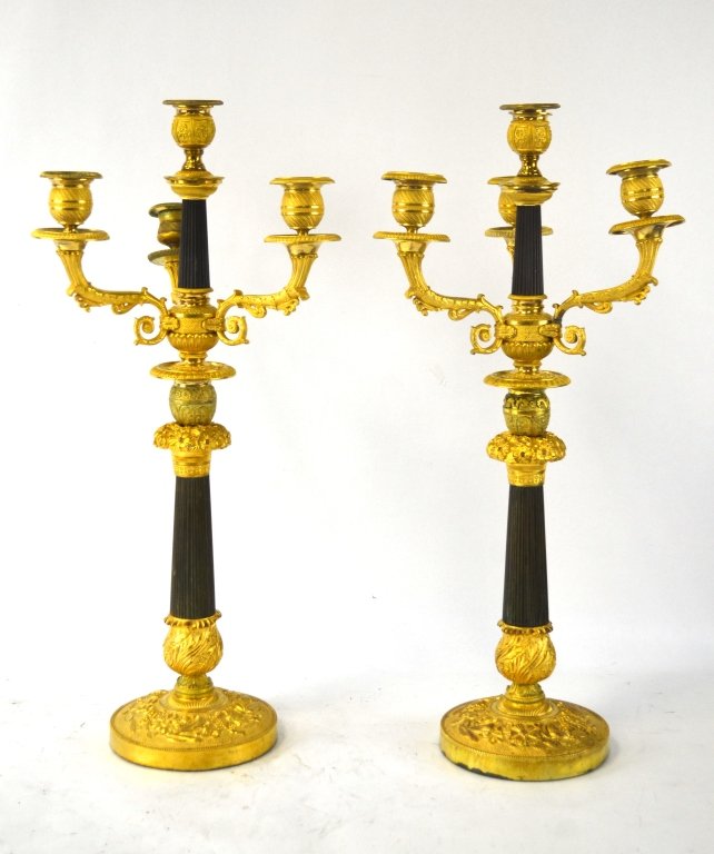 Pr  Empire Gilt Bronze Candelabras (1 of 6)