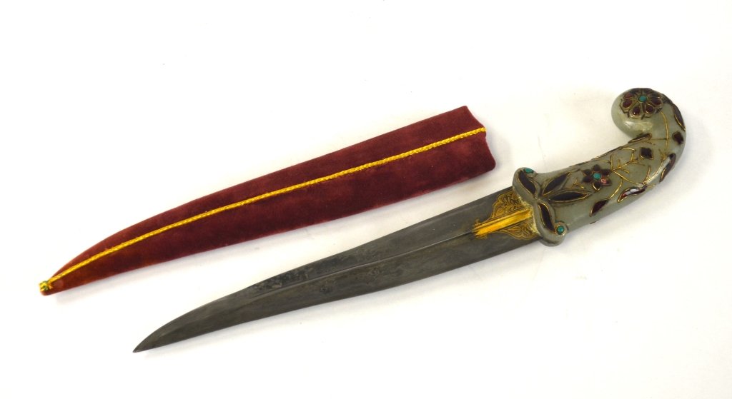 Mughal Dagger with Jade and Stone Inlaid Handle (1 of 6)