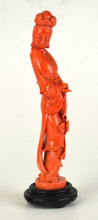 Chinese Carved Coral Lady Figure (1 of 9)