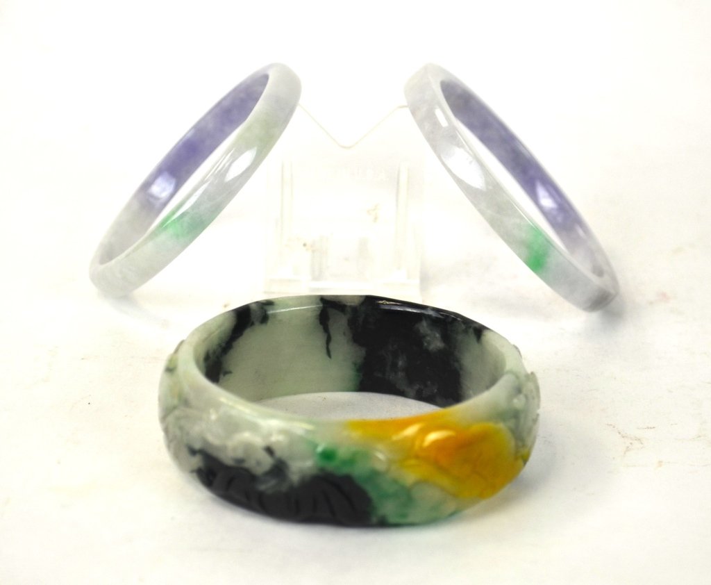 Three Chinese Jadeite Bangles (1 of 9)