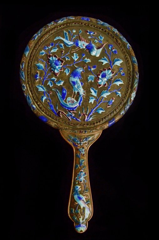 Chinese Antique Enameled Hand Mirror (1 of 7)