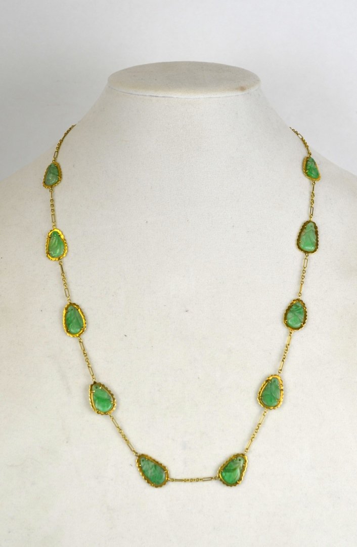 14K Gold Chinese Necklace with Jadeite (1 of 8)