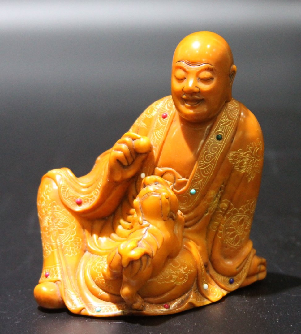 Chinese Carved Soapstone Luohan Figure (1 of 8)