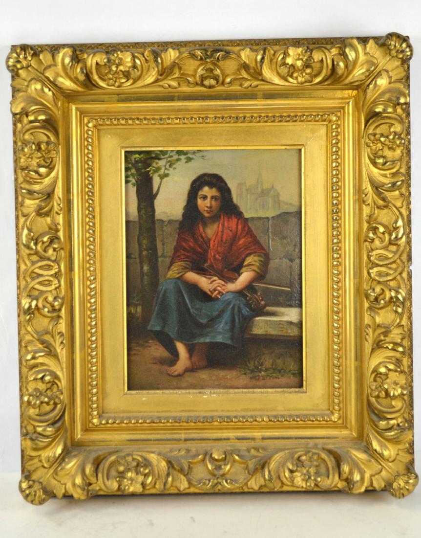 Framed Oil Painting on Board w a Girl (1 of 9)