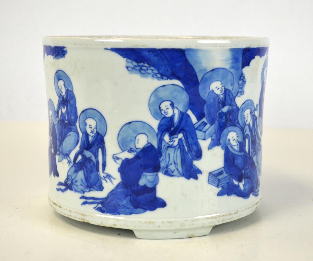 19/20th Chinese Blue & White Brush Pot (1 of 9)