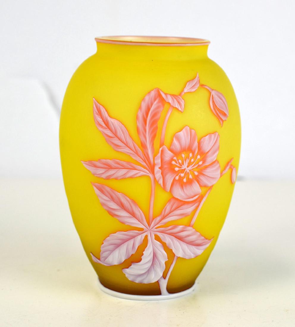 Webb English Yellow & Pink Glass Vase (1 of 6)