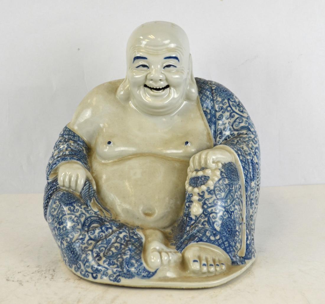 Chinese Blue & White Happy Buddha Figure (1 of 10)