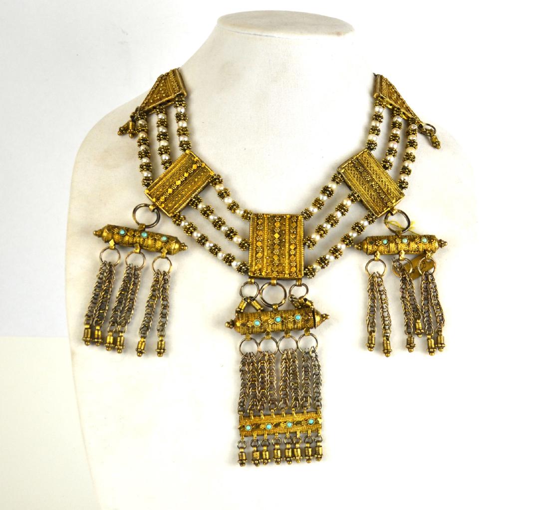 Islamic 10K Pearl and Turqoise Necklace (1 of 9)