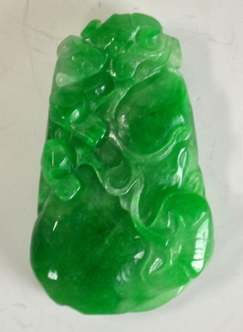 Chinese Carved Green Jadeite Pendant (1 of 4)