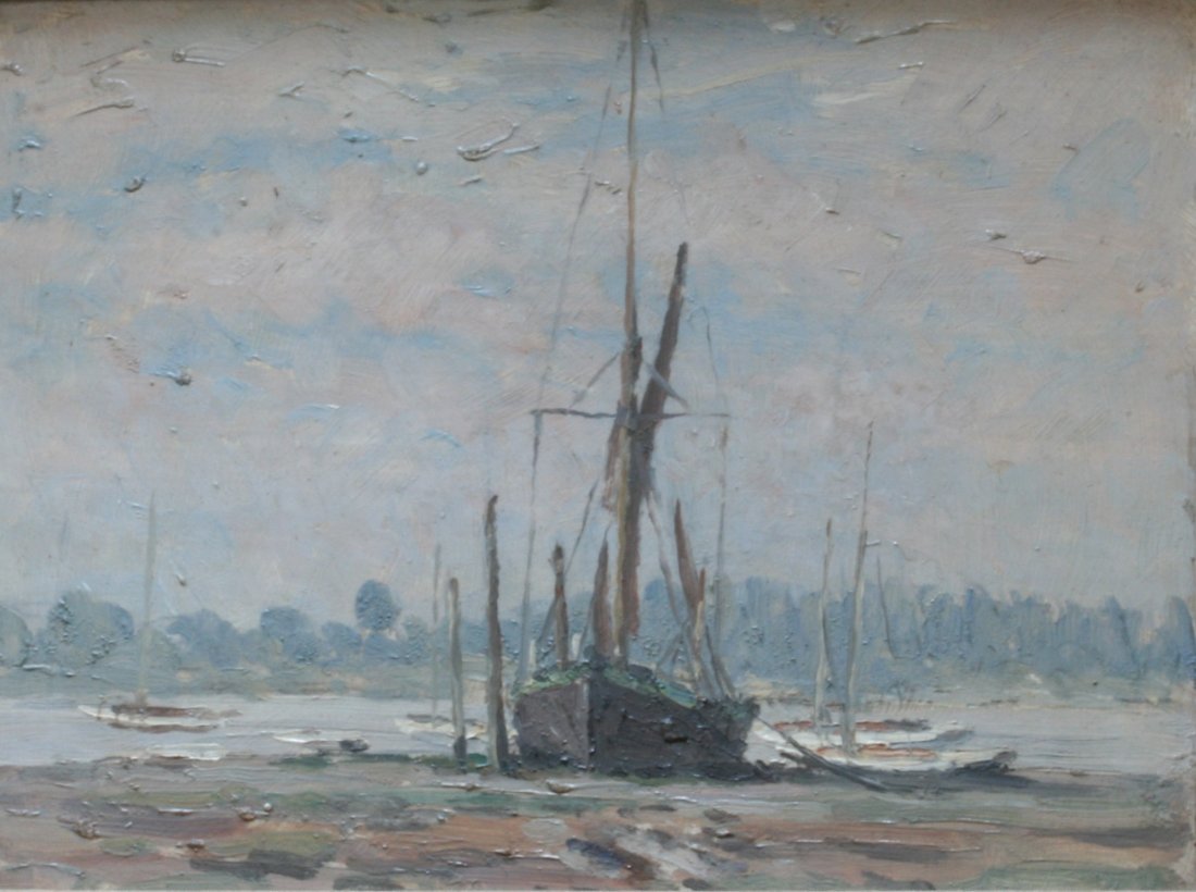 Hugh Boycott Brown. (1909-1990). Oil on board.: Hugh Boycott Brown. (1909-1990). Oil on board. Unsigned. Pinmill Essex. 17cm x 22cm. Hugh Boycott Brown learned to paint with his father, the watercolourist Allan Robert Brown. In 1929 Boycott Brown b