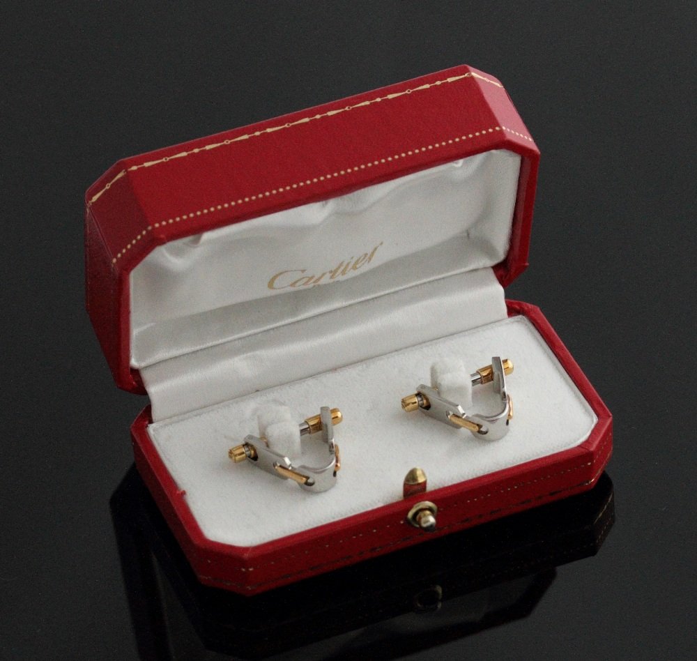 A Pair of Cartier Cufflinks in White and Yellow Gold (1 of 3)