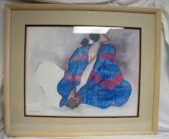 Vintage R.C. Gorman Signed & Dated 1977 Painting: Vintage R.C. Gorman Signed & Dated 1977 Painting. Beautiful and Stunning colors with a Native American feel. Highly rare and collectible painting. Adds Great Decor and vintage feel to any home. Wonder