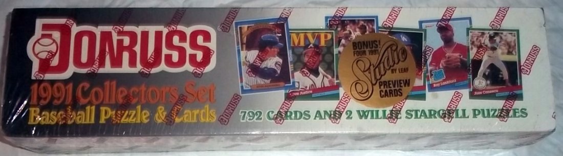 Donruss 1991 Baseball Collectors Set of 792 Cards: Still in the Box Donruss 1991 Baseball Collectors Card Set of 792 Cards. Baseball Puzzle & Cards. Featuring MVP's, Diamond Kings, Highlights and Rated rookies with the Bonus Studio by Leaf Preview Car