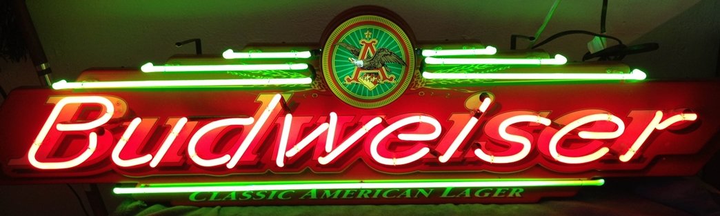 Vintage Budweiser Neon Beer Sign Lighted Large