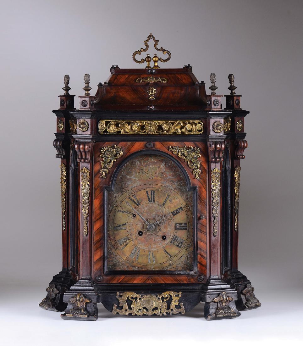 A roman clock with a hickory and rosewood veneered and (1 of 4)