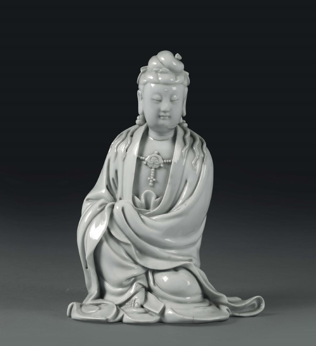 A crouching Guanyin in Blanc de Chine porcelain, China, (1 of 1)