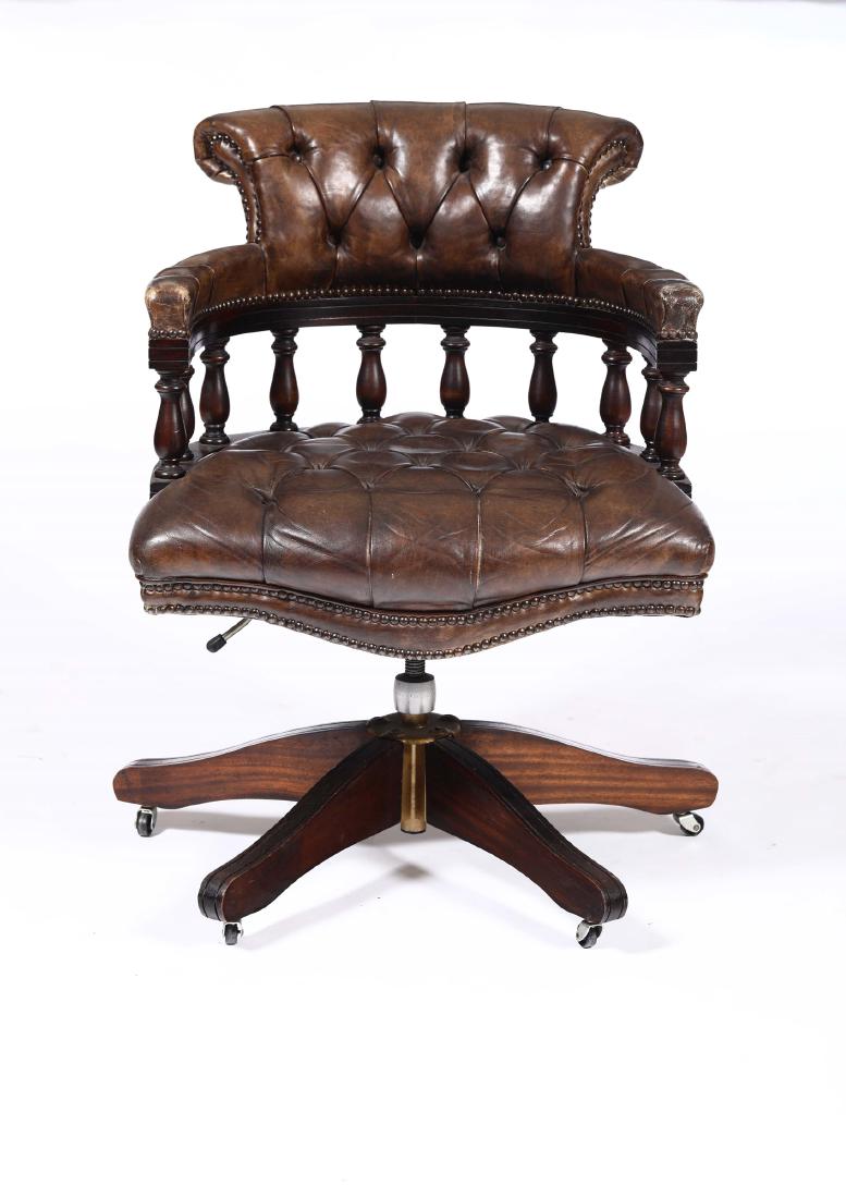 Poltrona da scrivania in pelle, XX secolo, (1 of 1)