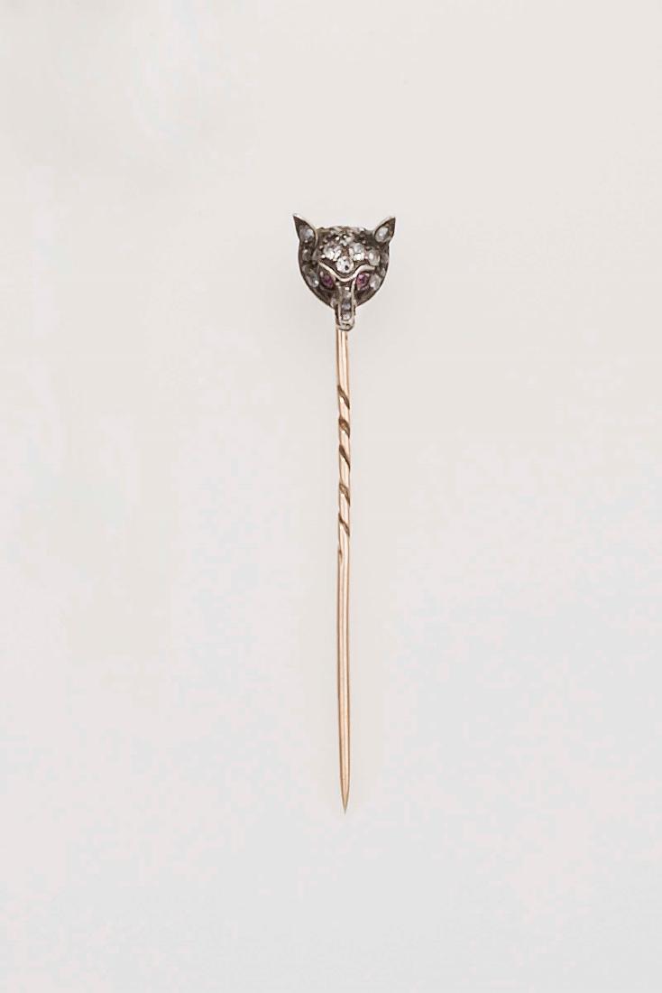 Diamond, ruby, gold and silver jabot pin. Cartier (1 of 1)