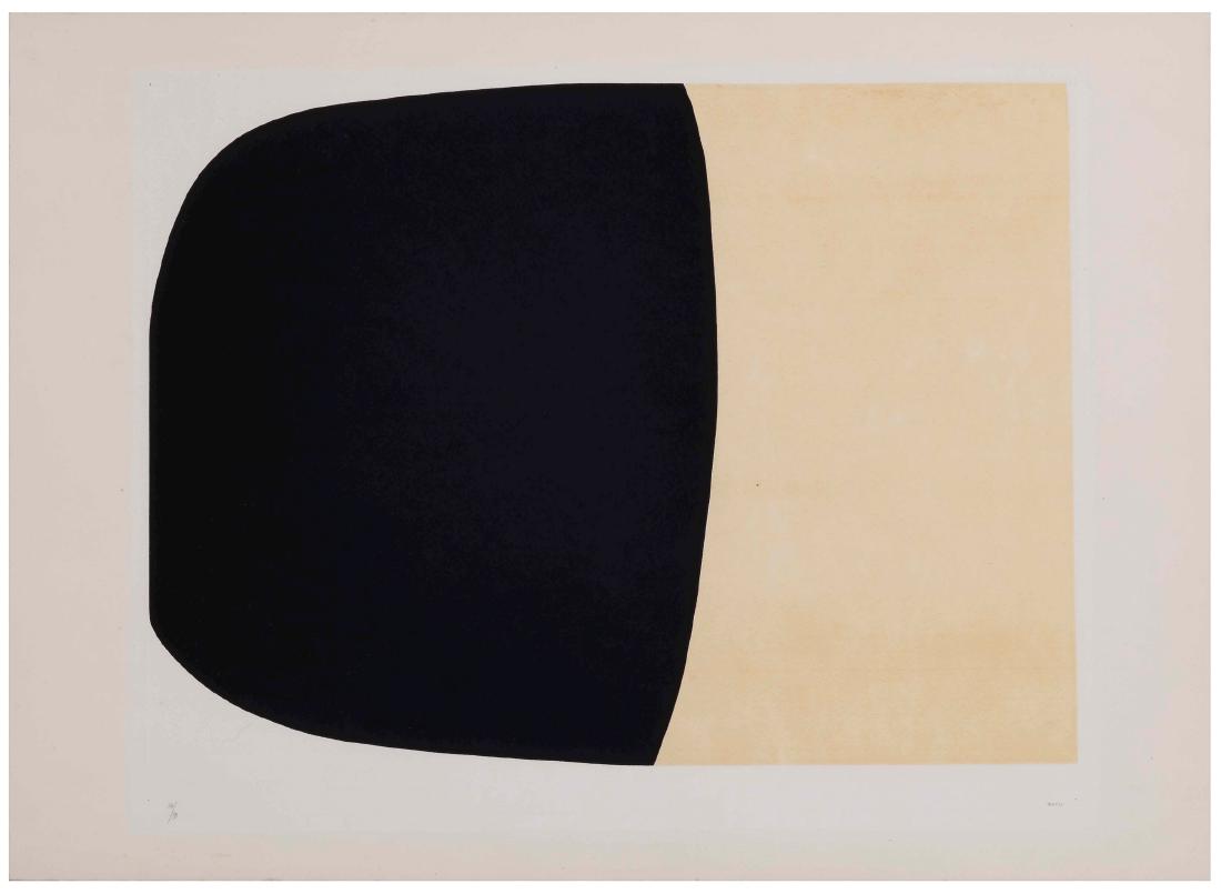 Alberto Burri (1915-1995), Bianchi e Neri I - B,: calcografia e collage dâ€™acetato su carta Fabriano, cm 39x48,5 firmato in basso a destra tiratura 1/90 - 90/90, 15 numeri romani Edizioni 2RC, Roma es. 54/90 , Bibliografia: Catalogo della Mostr