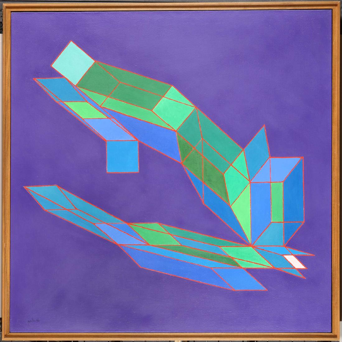 Achille Perilli (1927), Il passaggio della visione,: tecnica mista su tela, cm 100x100 firmato e datato in basso a sinistra firmato, datato e intitolato al retro Opera registrata presso lâ€™Archivio Achille Perilli, Orvieto, in data 25/09/2017, con