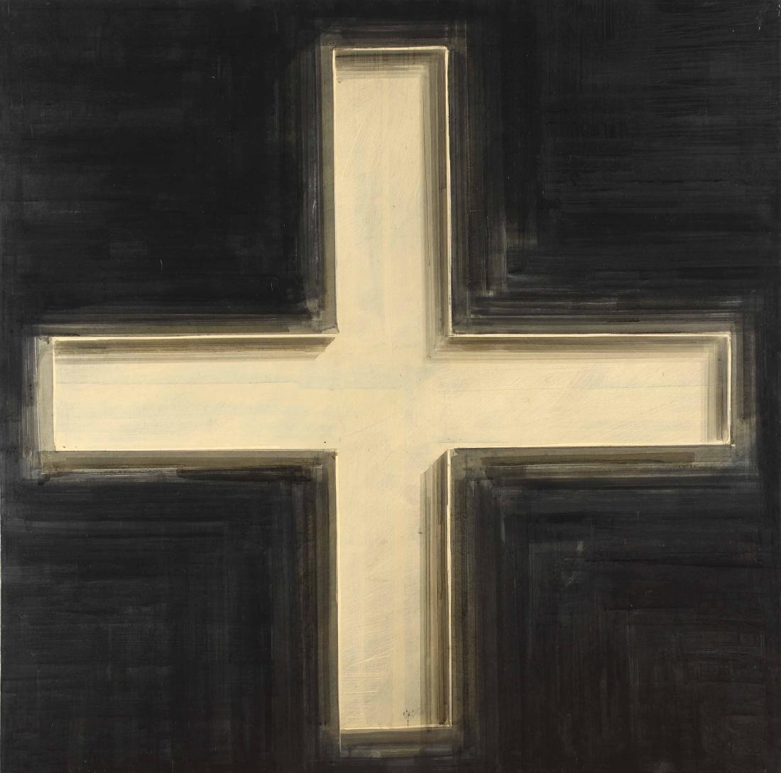 Marco Tirelli (1956), Senza titolo: olio su tela, cm 150x150 firmato al retro Autentica su fotografia dellâ€™artista, Provenienza: Collezione privata, Roma, acquistato direttamente dallâ€™artista