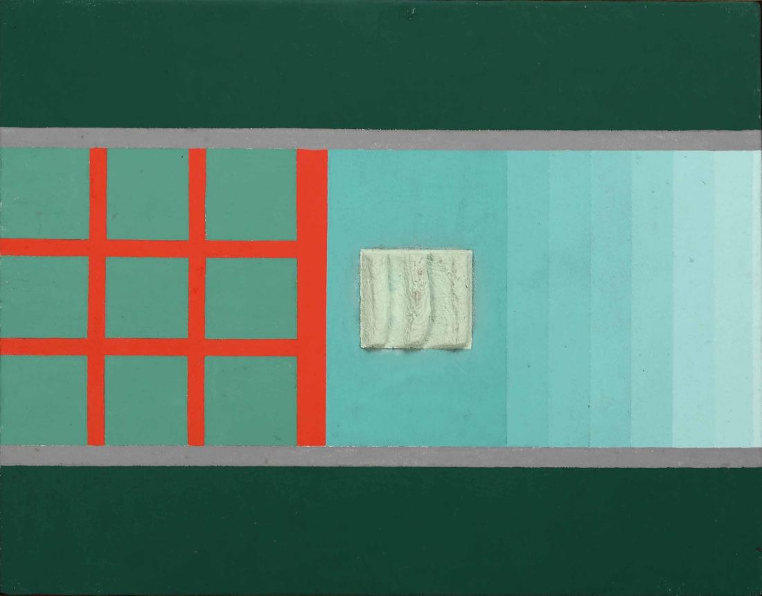 Giancarlo Bargoni (1936), Espansione per AJE, 1964: olio su tela, cm 35x45 firmato, intitolato e datato al retro Etichetta al retro della Galleria Rotta, Genova , Provenienza: Galleria Rotta, Genova, ivi acquistato dallâ€™attuale proprietario