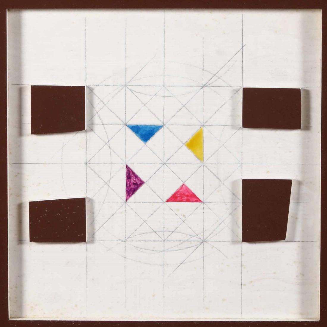 Giancarlo Bargoni (1936), A 19, 1972: tecnica mista su compensato cm 70x70 firmato, intitolato e datato al retro Timbro al retro della Galleria Rotta, Genova, Provenienza: Galleria Rotta, Genova, ivi acquistato dallâ€™attuale proprie