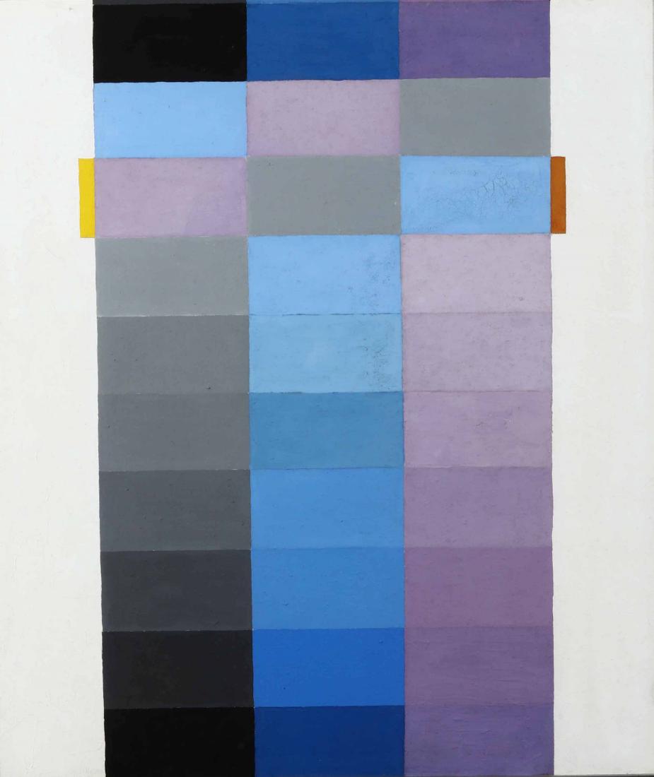 Giancarlo Bargoni (1936), Ritmo nero bleu e viola, 1963: olio su tela, cm 70x60 firmato, intitolato e datato al retro, Provenienza: Galleria Rotta, Genova, ivi acquistato dallâ€™attuale proprietario
