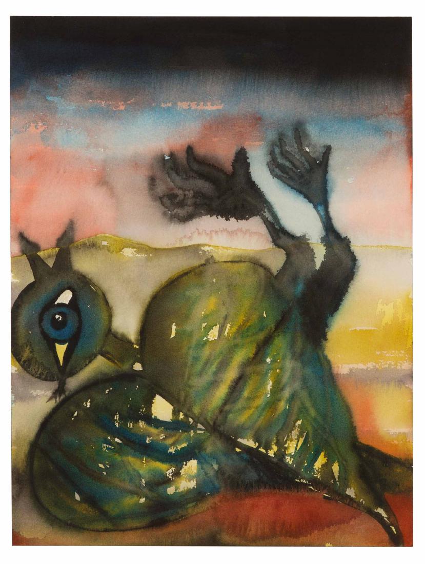 Francesco Clemente (1952), Broken bird, 2000: acquerello su carta, cm 41x31 Etichetta al retro Galleria Anthony dâ€™Offay Gallery, London, Provenienza: Galleria Anthony dâ€™Offay Gallery, London, ivi acquistato dallâ€™attuale propr