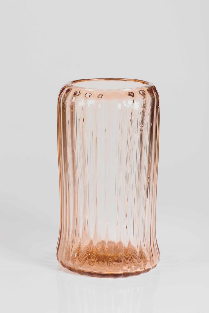 Venini, Murano, 1945 ca. A large rose-coloured ribbed (1 of 1)