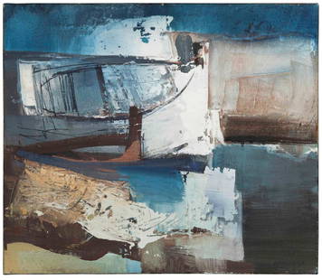 Mario Bionda (1913-1985), Relitto sulla scogliera, 1967: mixed media on canvas, cm 60x70 signed and dated lower right signed, titled and dated on the back