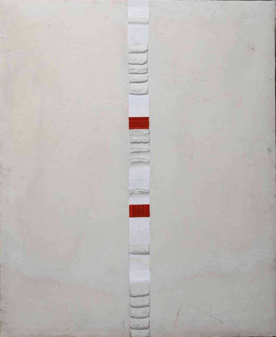 Giancarlo Bargoni (1936), Costruzione con colore guida: mixed media on canvas, cm 70x85 signed, titled and dated on the back Stamp of Galleria Rinaldo Rotta, Genova