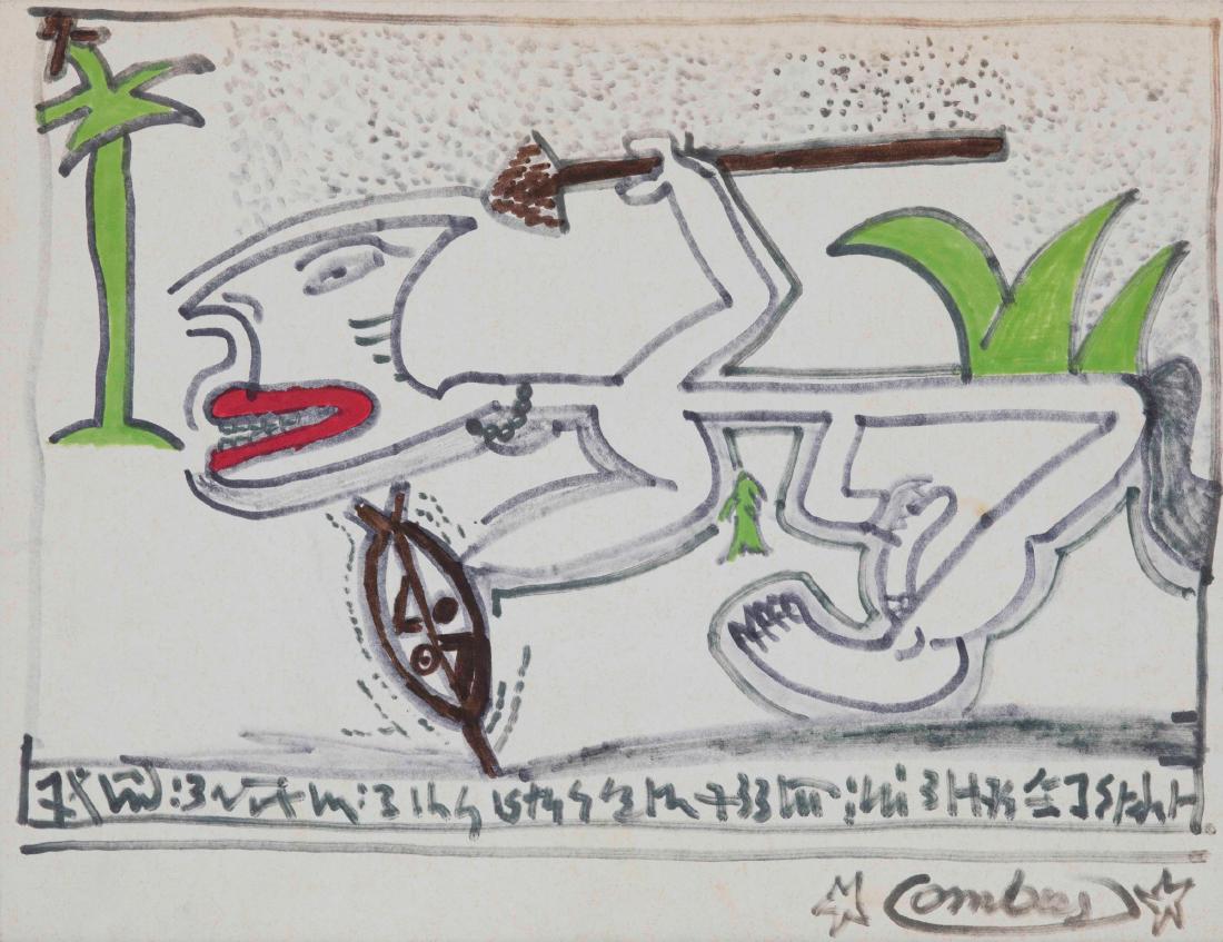 Robert Combas (1957), Untitled: colored panel on cardboard, cm 25x32,5 signed lower right