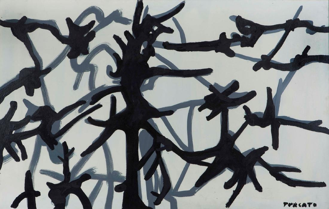 Giulio Turcato (1912-1995), Reticolo nero: Acrylic on Canvas cm 70 x 100 Work registered at Archivio Giulio Turcato, Rome signed lower right