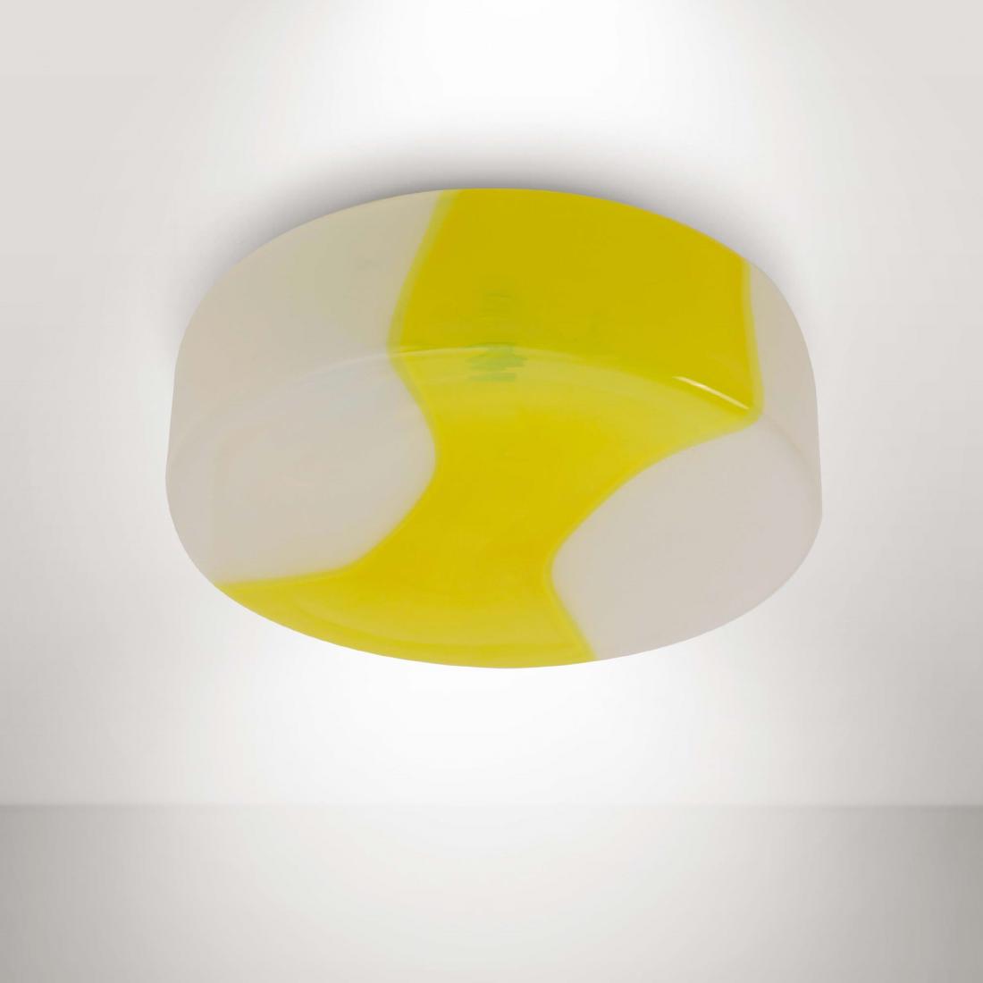 Leucos,: Plafoniera con diffusore in vetro. Prod. Leucos, Italia, 1970 ca. cm 41x21