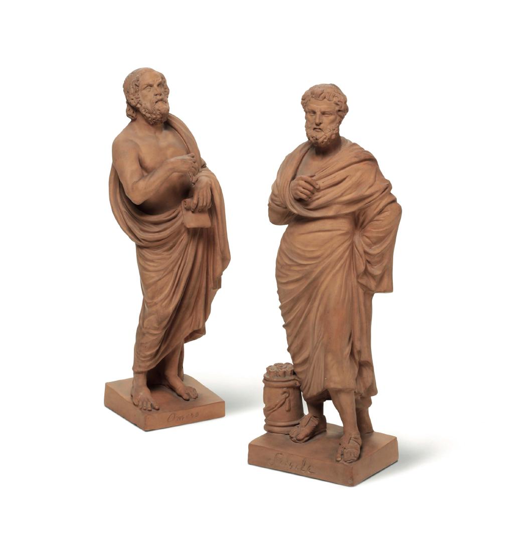 Omero e Sofocle in terracotta, firma sul retro G.Monti, (1 of 1)