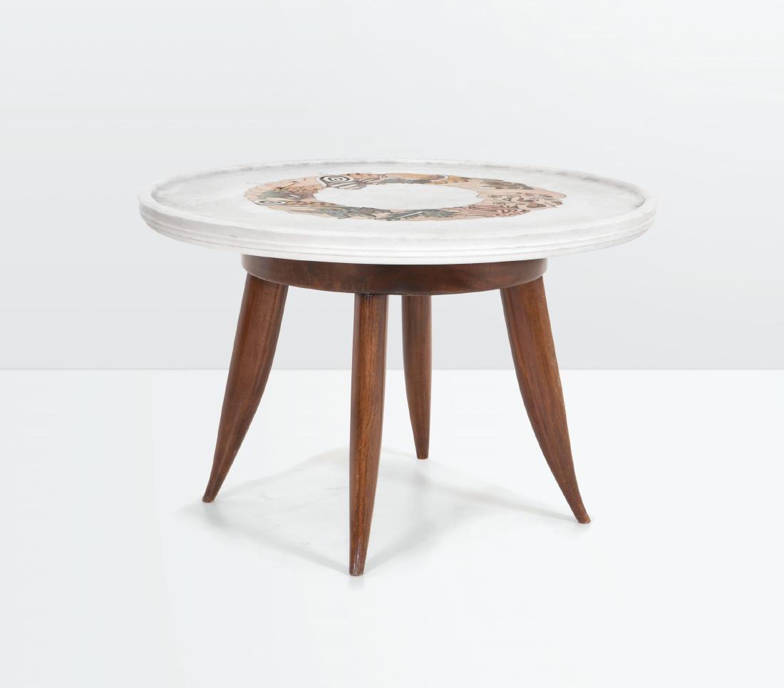 Kovach, a low table with a wooden structure and marble (1 of 2)