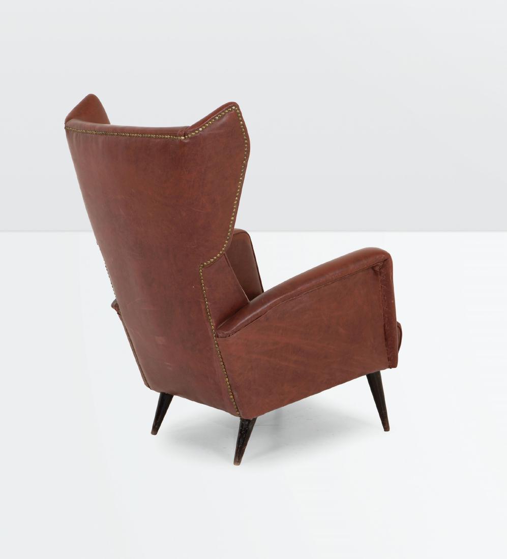 Gio Ponti, an armchair with a wooden structure and skai (1 of 2)