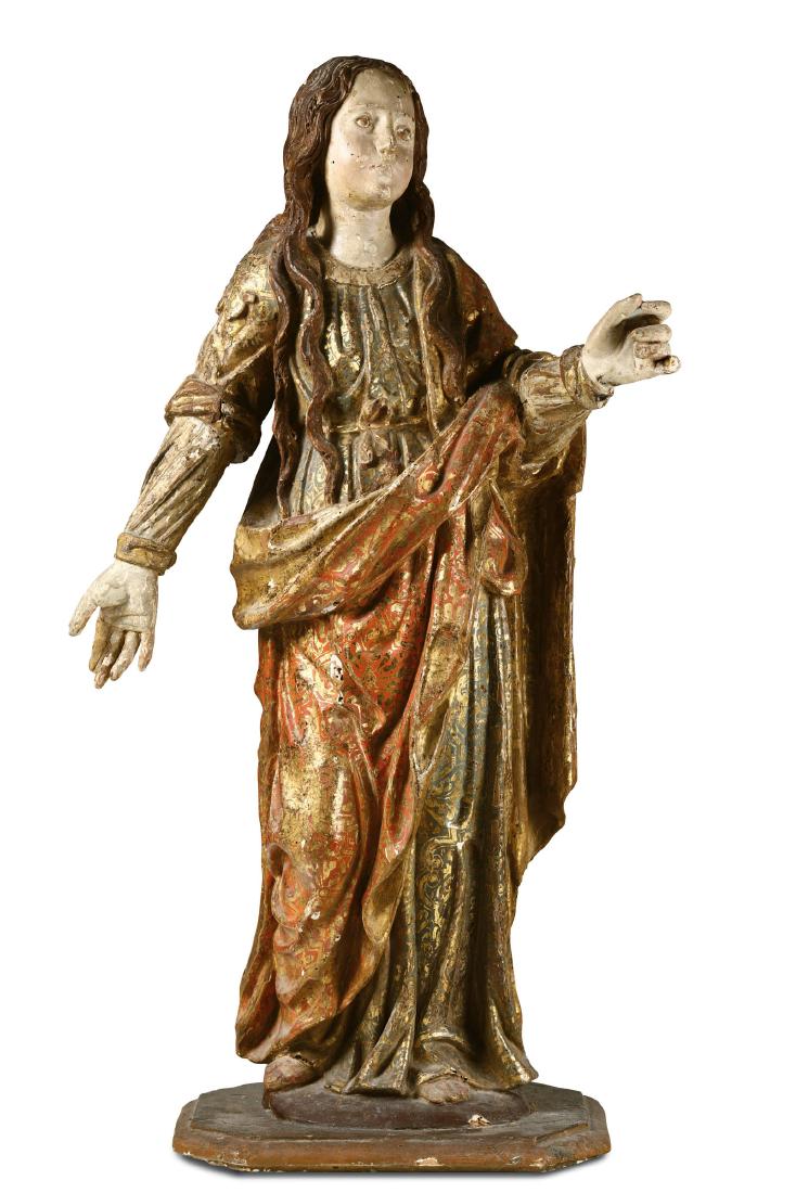 A wooden sculpture of a Saint, Neapolitan school, early (1 of 5)