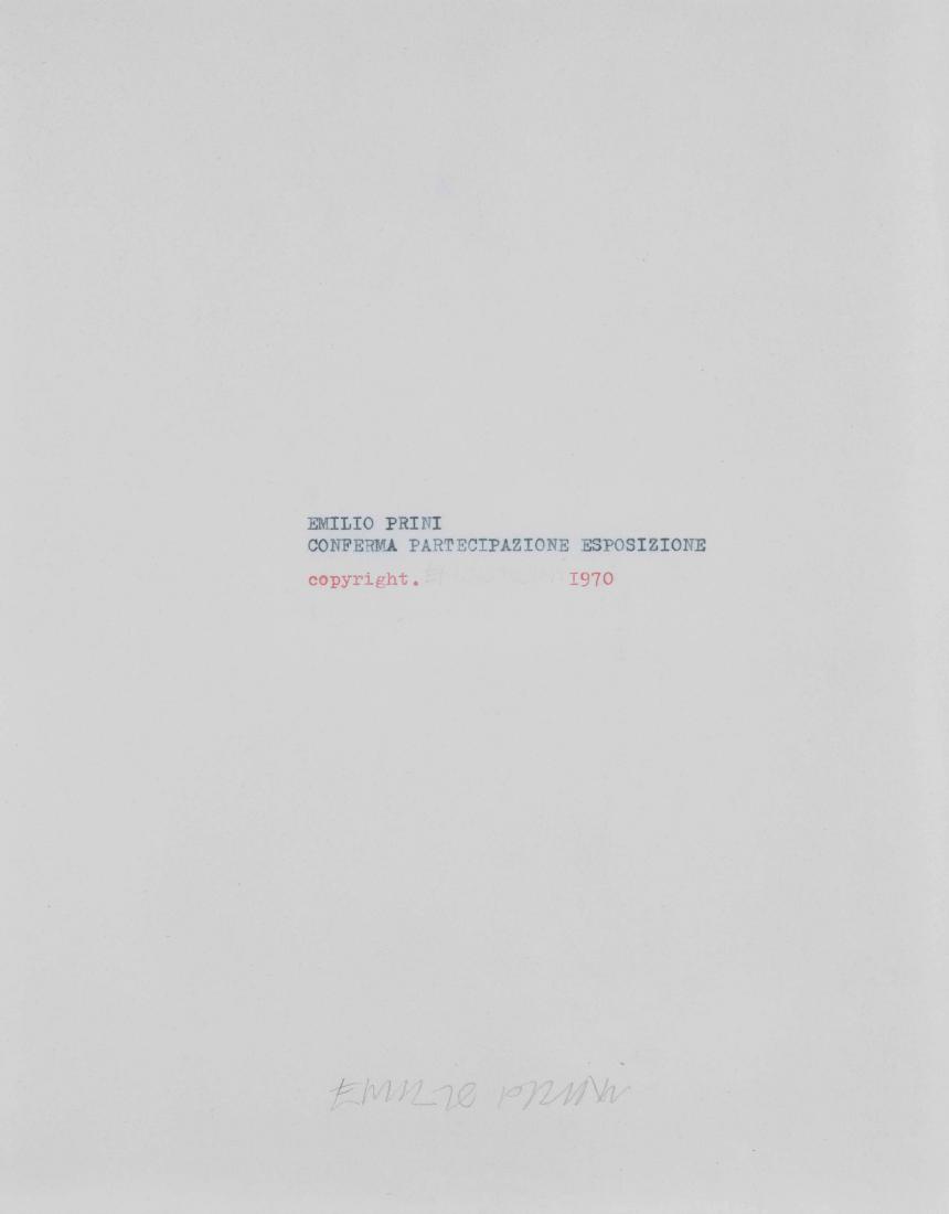 Emilio Prini (1943-2016), Conferma partecipazione: Indian ink, cm 28x22 signed lower centre The work is accompained by sales document of Giancarlo Perazzani