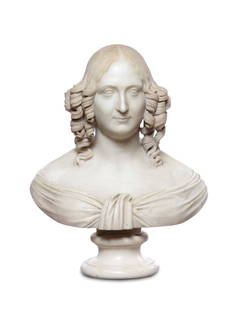 A marble bust, Italy, early 19th century: A bust of noblewoman Rosa Trivulzio (?) in white marble. Italian Neoclassical Art, first half of the 19th century. Sculptor close to Lorenzo Bartolini (Vernio 1777 - Firenze 1850)