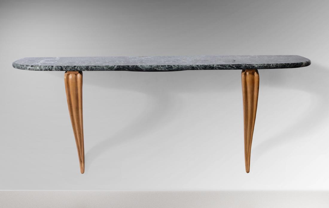 Consolle sospesa in legno e piano in marmo., (1 of 1)