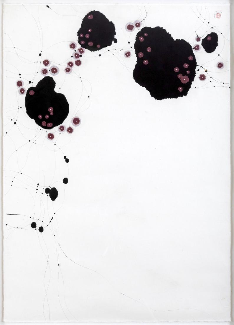 Minjung Kim (1962), Moon in the sun, 2012: mixed media on rice paper, cm 105x148 Stamp of the Studio lower right dated lower right