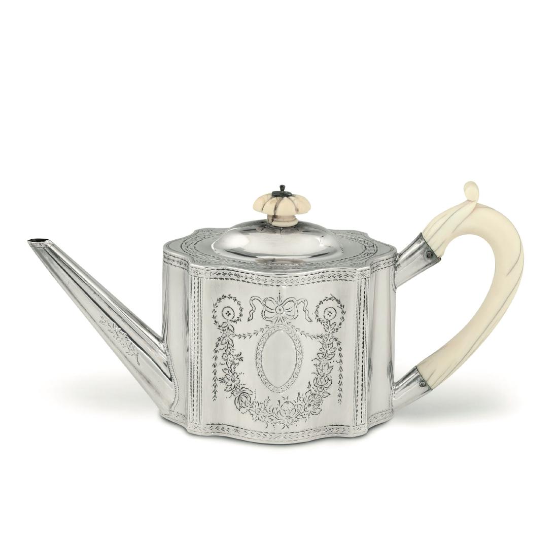 A silver teapot, S Adams, London 1784 (1 of 2)