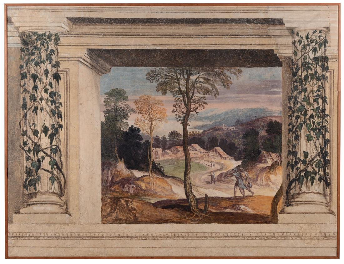 Girolamo Muziano (Acquafredda, 1532 - Roma, 1592),: Affresco riportato su tela, cm 162x215